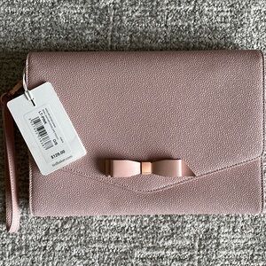 Ted Baker Bow Leather Envelope Pouch/clutch light pink